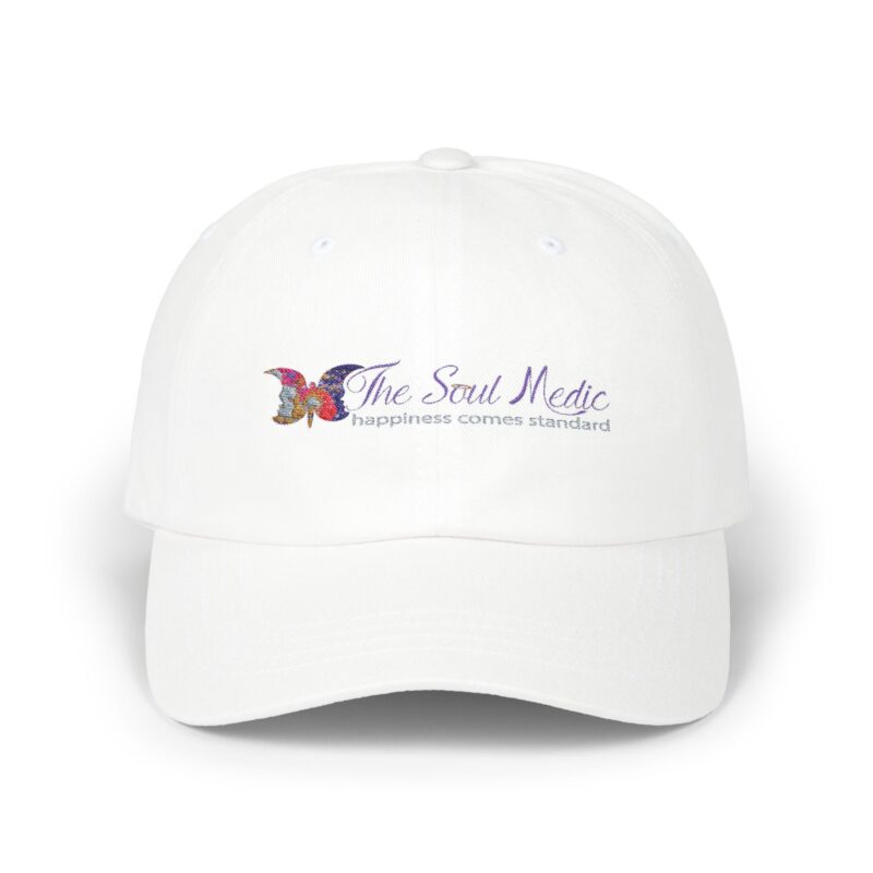 The Soul Medic Classic Dad Cap - Happiness Comes Standard White Hat